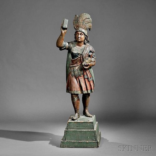 Polychrome Carved Indian Princess Tobacconist Figure
