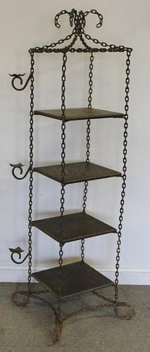 Wrought Iron Chain Form Etagere with