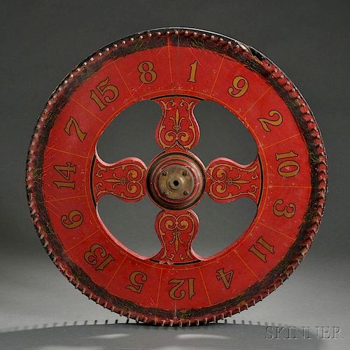 Red- and Gilt-painted Wood Game of Chance
