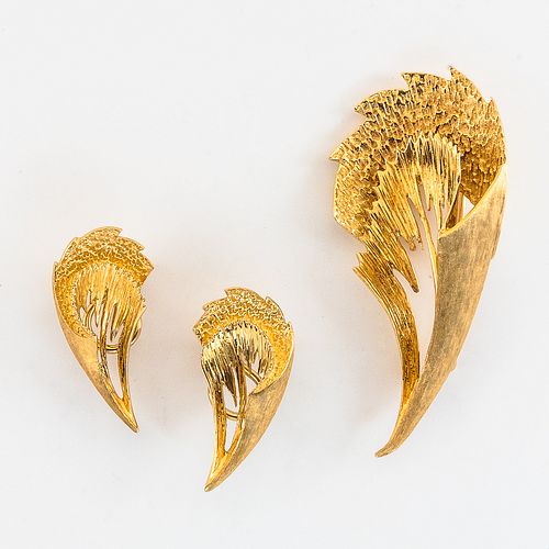 14kt Gold Brooch and Earclips