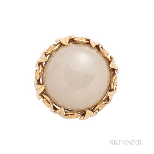 Ming's 14kt Gold and White Jade Ring