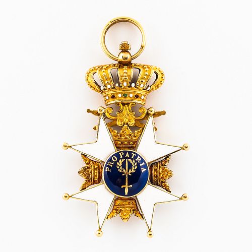 Swedish Gold and Enamel Royal Order of the Sword Badge