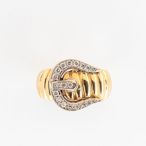 14kt Gold and Diamond Buckle Ring