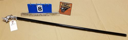STERL. DOG HANDLE CANE