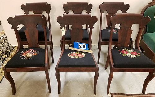 SET OF 6 EMPIRE MAHOG. DINING CHAIRS