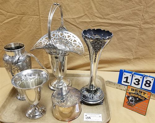 TRAY SILVERPLATE VASES & BASKETS