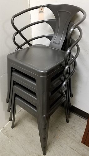 SET 4 METAL STACKABLE CHAIRS
