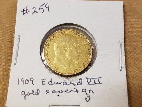 EDWARD VII 1909 ENGLISH GOLD SOVERIGN 5.1 DWT