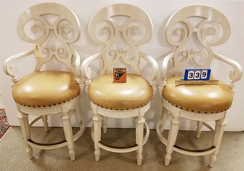 SET 3 FRONT GATE LEATHER SEAT COUNTER CHAIRS