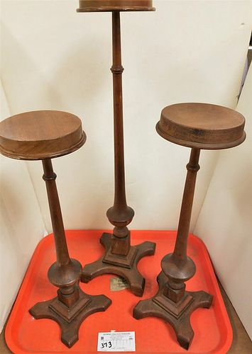 TRAY 3 WALNUT HAT STANDS 23", 17 1/2" AND 17"