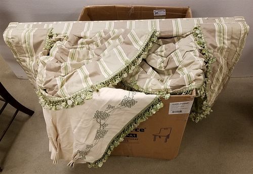 BX 2 EMBROIDERED DRAPERY PANELS 7'H X 3'8"W W/ VALANCE 51 1/2"