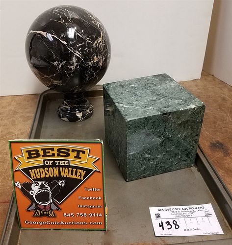 TRAY MARBLE BALL ON STAND 7 1/2"H X CUBE 4" SQ
