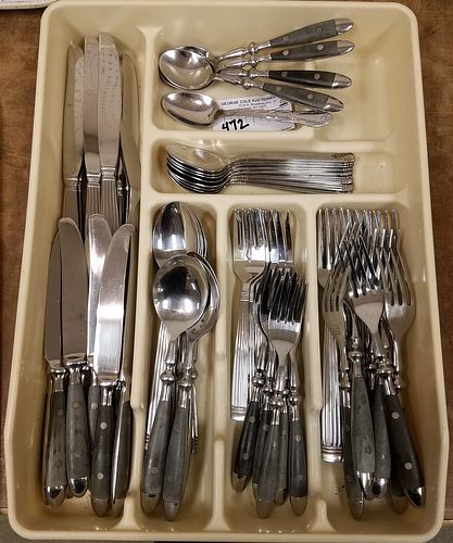 TRAY 2 SETS STAINLESS FLATWARE 25 PCS AND 35 PC