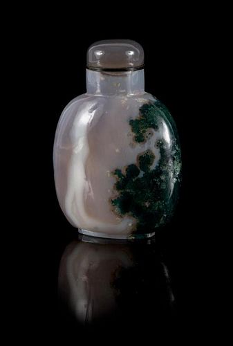 A Mossy Agate Snuff Bottle Height 3 inches.