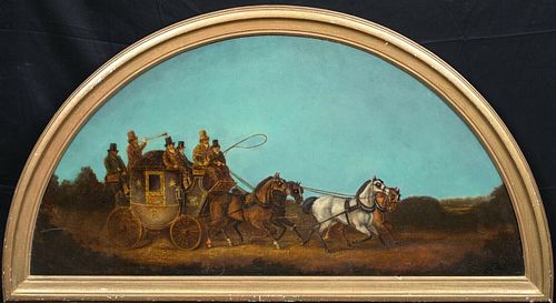 NIGHT CARRIAGE COACH HORSES OIL PAINTING