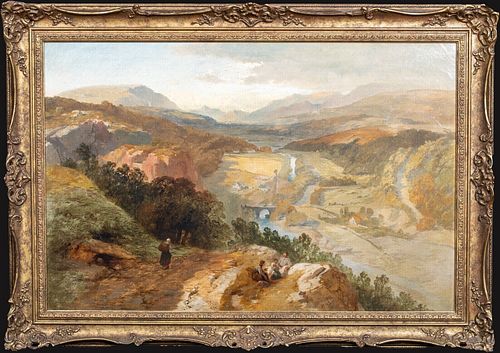 VIEW OF THE VALE OF NEATH WALES LANDSCAPE OIL PAINTING