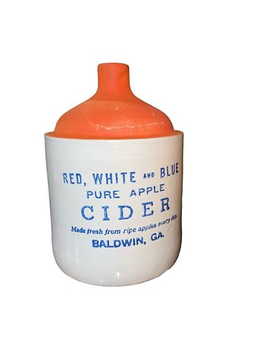 Vintage Red, White & Blue Apple Cider Crock