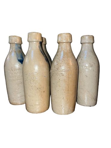 Collection Vintage Stoneware Beer Bottles J.A. LOMAX and DEMPSEY & RYAN