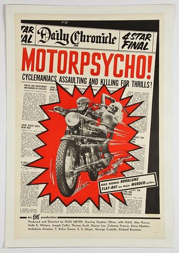 Vintage Russ Meyer Motorpsycho! Movie Poster