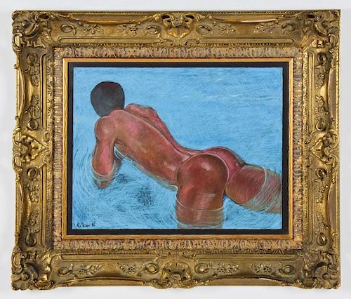Geoffrey Holder, Male Nude, Pastel Drawing