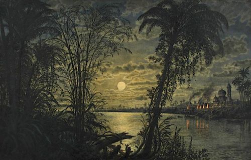 Peter Caledon Cameron "Moonrise on the Ganges India"