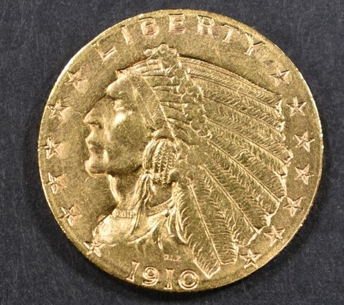 1910 GOLD $2.5 INDIAN  VERY CH BU
