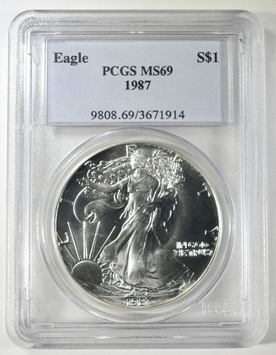 1987 AMERICAN SILVER EAGLE PCGS MS 69