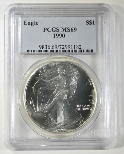 1990 AMERICAN SILVER EAGLE PCGS MS 69