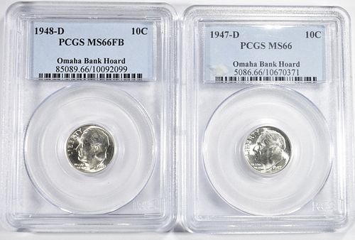 LOT OF 2 PCGS GRADED ROOSEVELT DIMES: