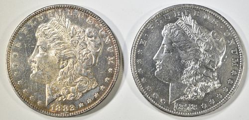 1878-S AU & 1882 BU MORGAN DOLLARS