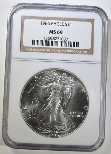 1986 AMERICAN SILVER EAGLE NGC MS 69