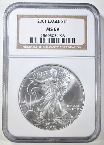 2001 AMERICAN SILVER EAGLE NGC MS 69