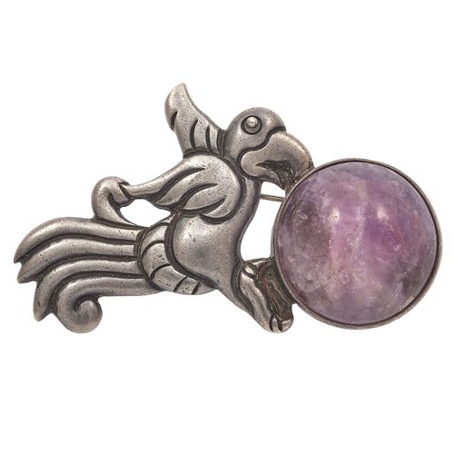 Mexican Silver, Amethyst Parrot Pin, William Spratling