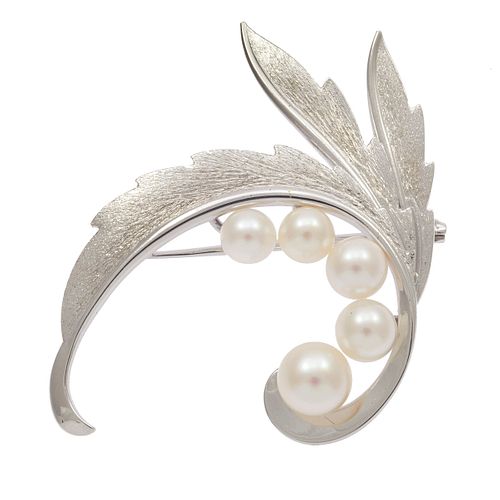Mikimoto Cultured Pearl, Silver Pin