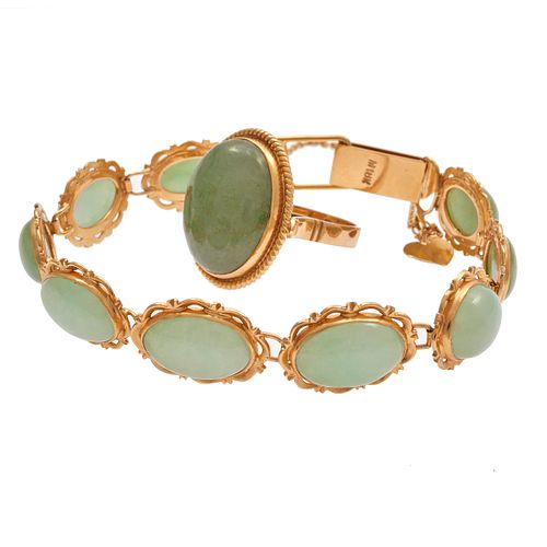 Jade, 18k Yellow Gold Bracelet and Ring