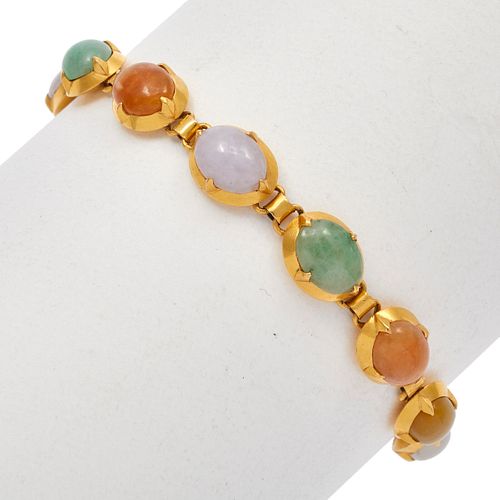 Multi-Color Jade, 22k Yellow Gold Bracelet