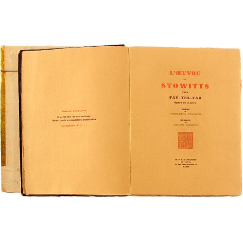 L'Oeuvre de Stowitts pour Fay-Yen-Fah  Poem by Crocker Templeton Music by Joseph Redding