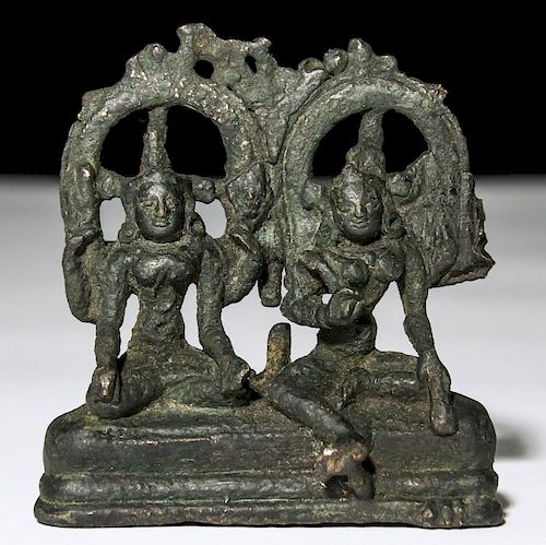 Two Bronze Seated Figures, Pala Period (11/12th C)