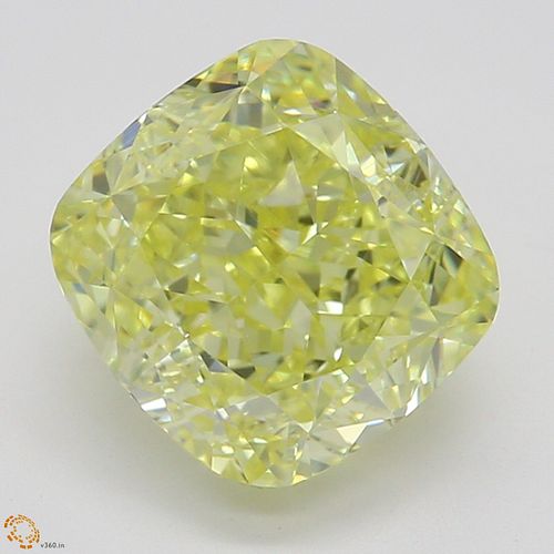 1.73 ct, Natural Fancy Intense Yellow Even Color, VVS2, Cushion cut Diamond (GIA Graded), Appraised Value: $49,600 