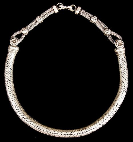 Vintage Heavy Tribal Silver Necklace
