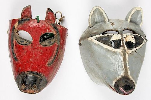 2 Vintage Mexican Animal Dance Masks