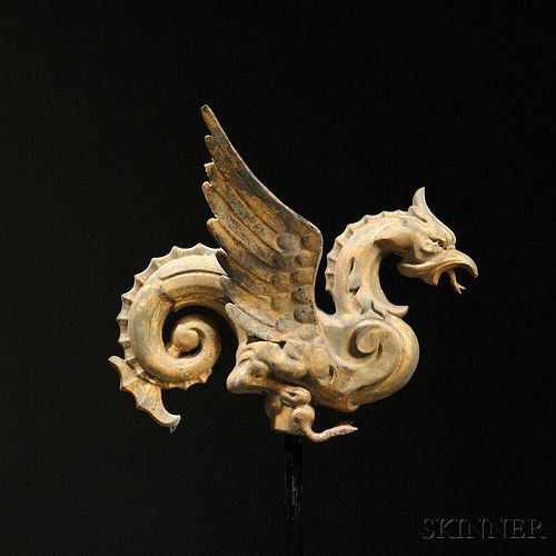 Gilt Molded Copper Griffin Finial