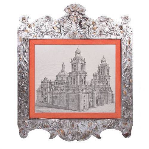 FIRMA SIN IDENTIFICAR. "Catedral de México. Siglos XVI-XVII-XVIII-XIX". Firmada y fechada 1981 Impresión. Enmarcada en metal...