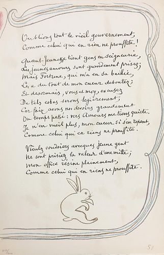 Henri Matisse (After) - Rabbit from Poeme de Charles D Orleans