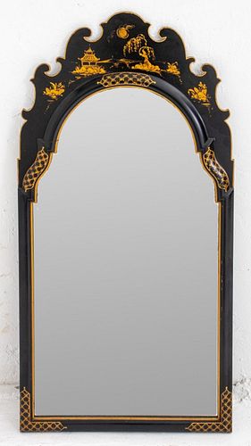 Chinoiserie Black Lacquered Mirror