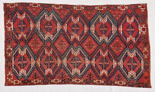 Antique Central Asian Ersari Chuval Rug: 3'1" x 5'2"