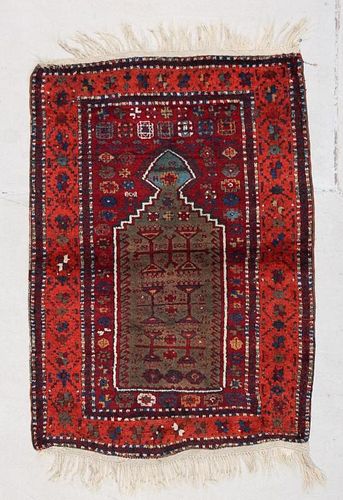 Antique Malatya Kurd Prayer Rug: 3'7" x 5' (109 x 153 cm)