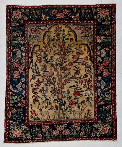 Antique Baktiari Prayer Rug: 5'5" x 6'7" (165 x 196 cm)