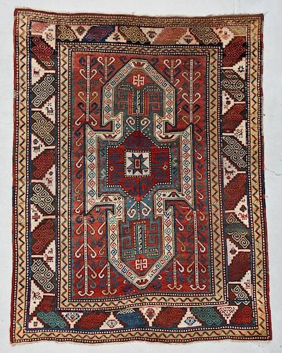 Antique Sewan Kazak Rug: 6' x 7'10"
