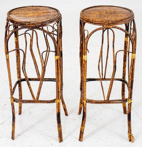 Vintage Rattan Stands or Occasional Tables, 2